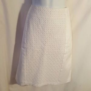 Apt. 9 White Eyelet & Twill Pencil Skirt Size 14